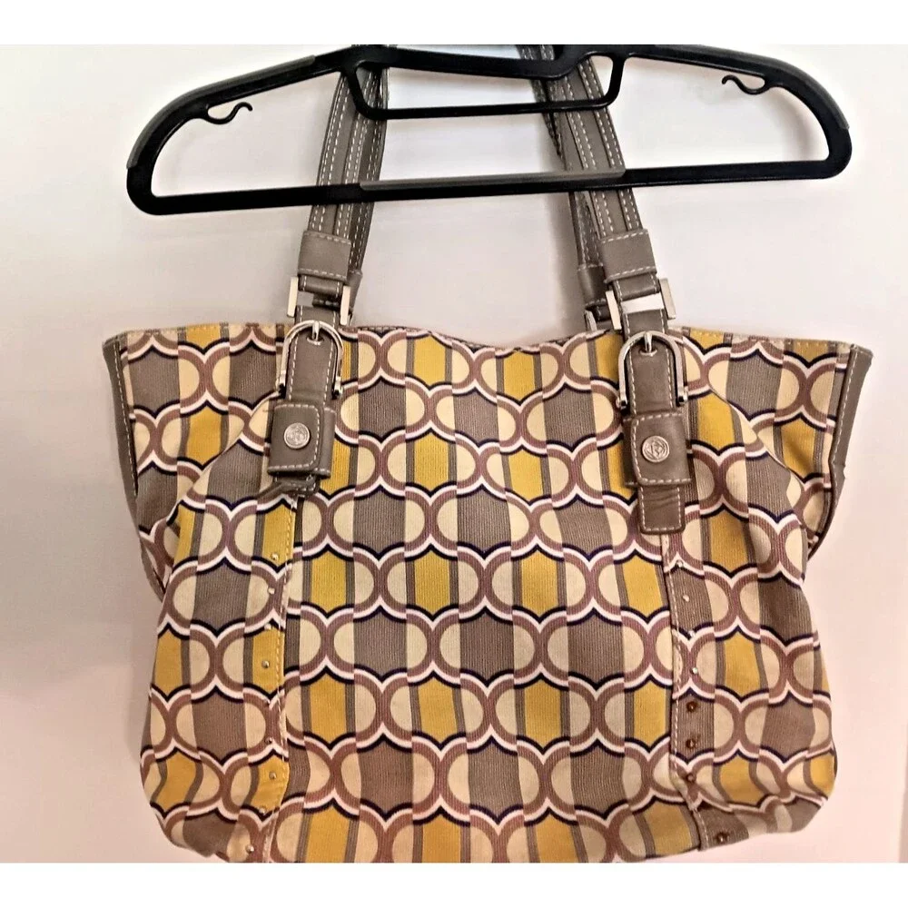RELIC by Fossil Purse Bag Hobo Print Y2K Yellow/Gray